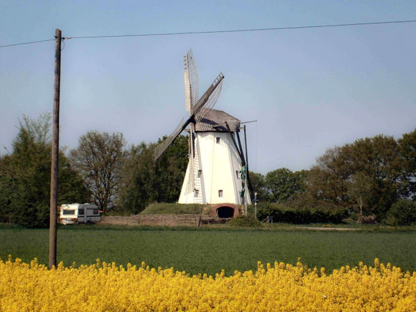 Mühle vor einem Feld